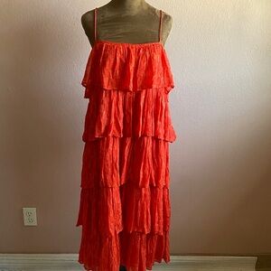 ANTHROPOLOGIE Red Tiered Maxi Dress